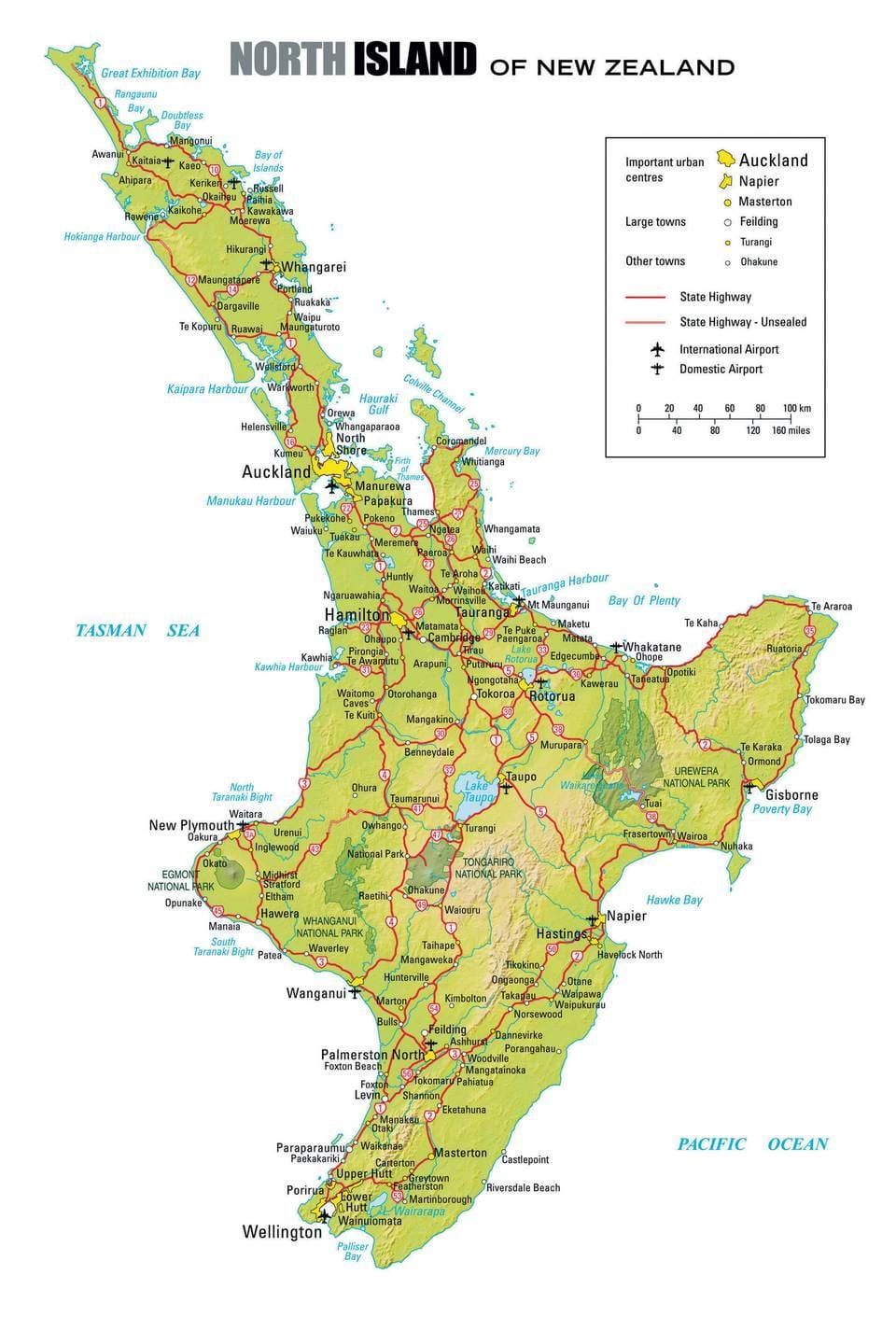 térkép északi-sziget, Új-Zéland