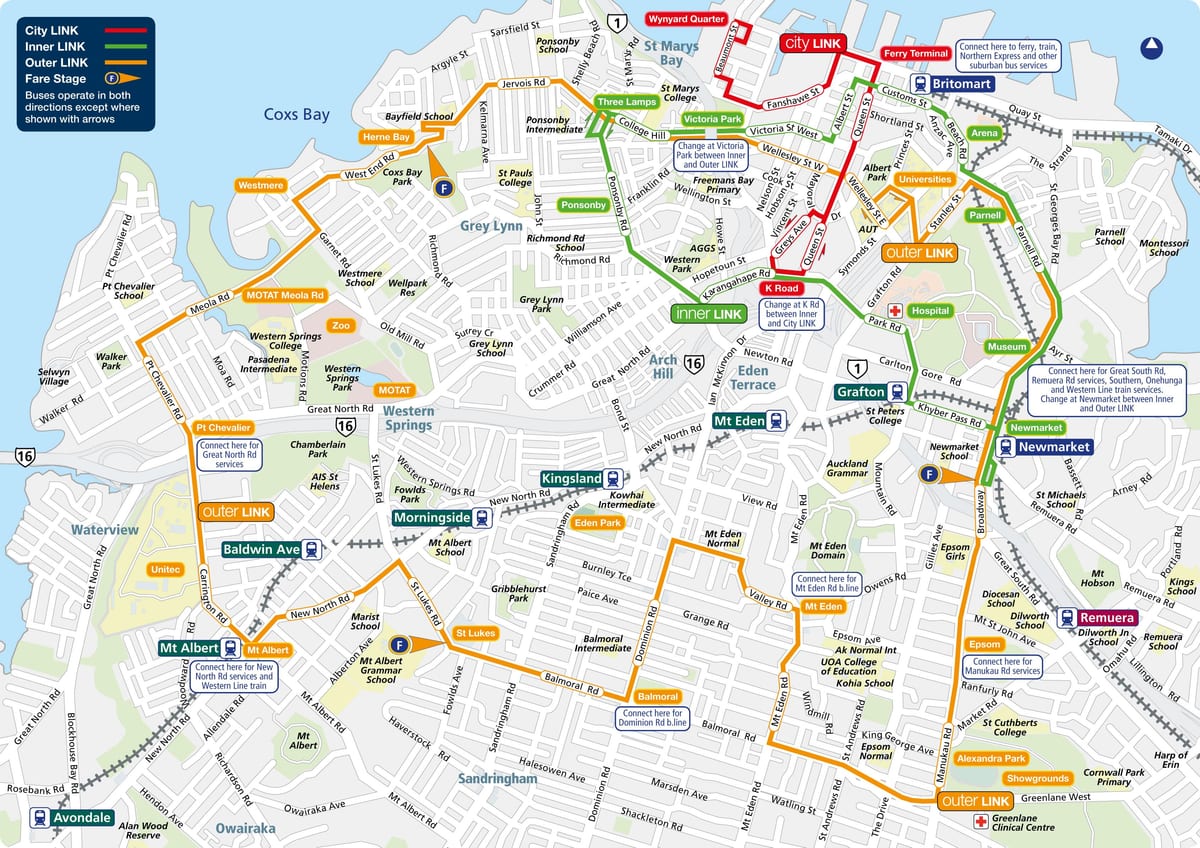 Auckland busz útvonal térkép