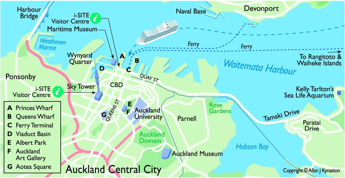 Auckland tengerjáró hajó terminál térkép