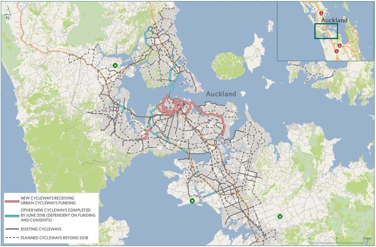 térkép cycleway Auckland térkép