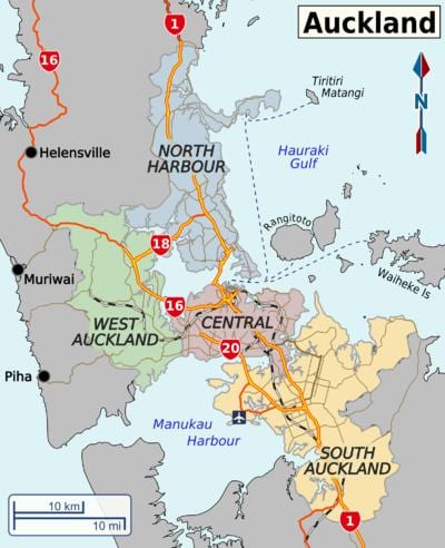 térkép Auckland kerületek
