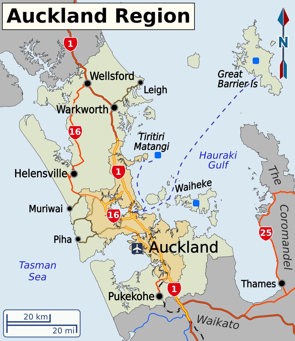 térkép Auckland régió