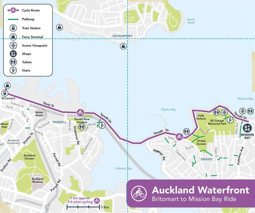 rózsaszín cycleway Auckland térkép