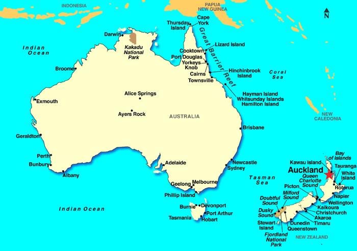 Auckland a világ térkép