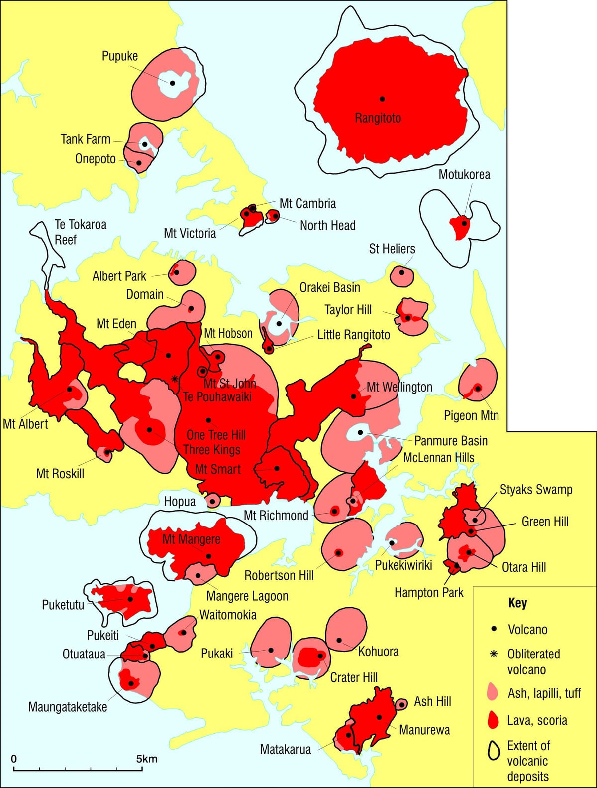 Auckland vulkánok térkép