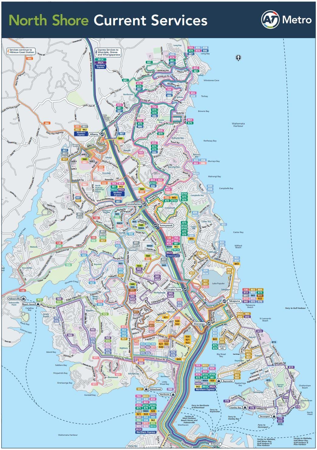 térkép északi parton Auckland
