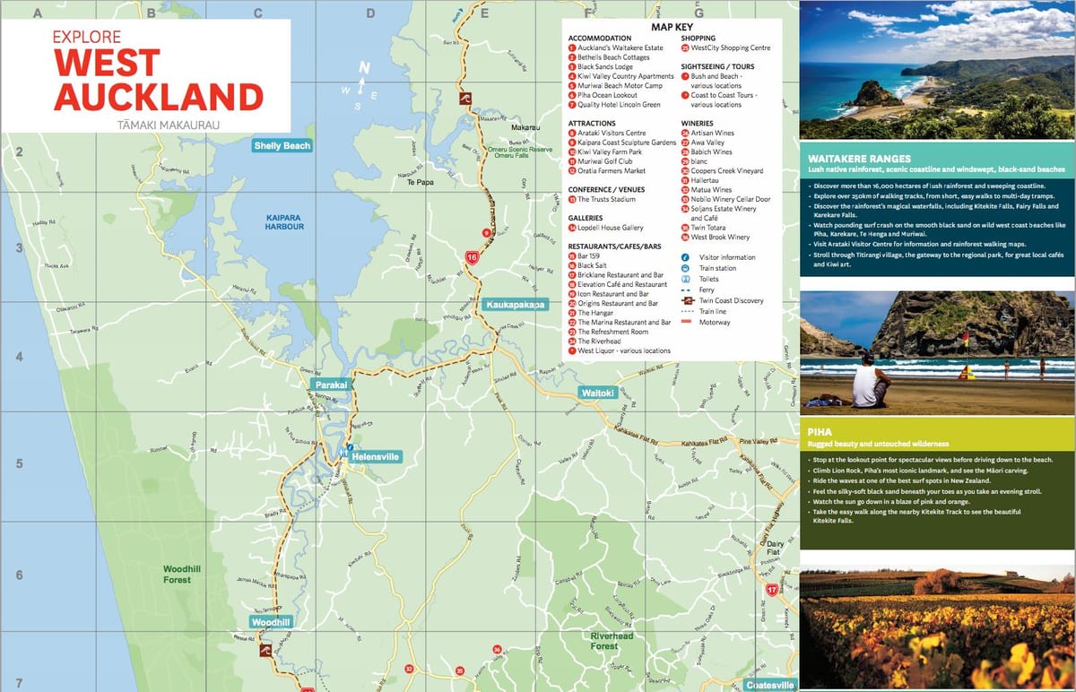 térkép nyugat-Auckland
