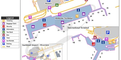 Auckland airport parkoló térképen