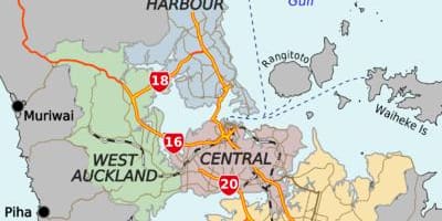 Térkép Auckland kerületek