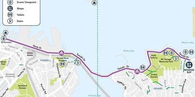 Rózsaszín cycleway Auckland térkép