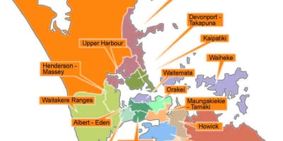 Auckland tanács határokat térképen