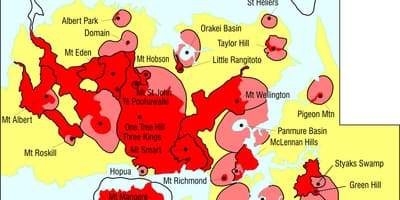 Auckland vulkánok térkép